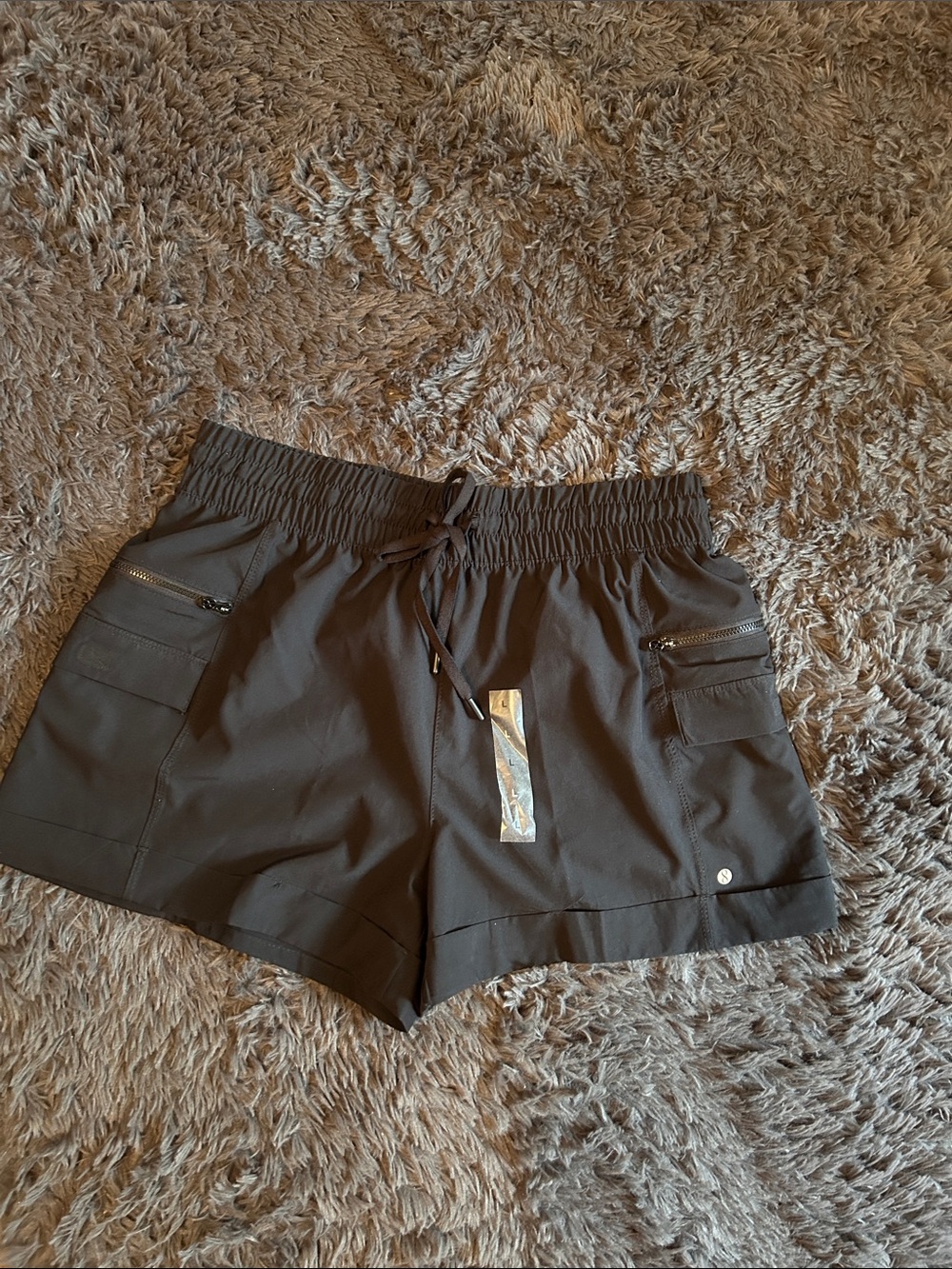 Layer 8 Black Cargo Drawstring Shorts